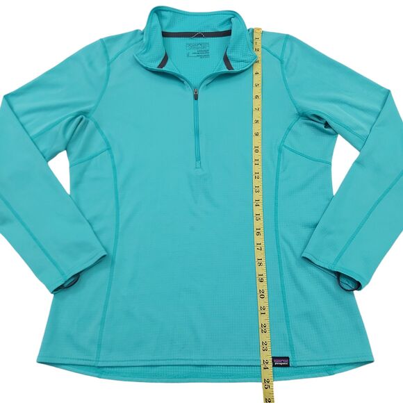 Patagonia Capilene Baselayer Womens Medium Green Midweight Thumbhole 1/2 Zip - Picture 9 of 12
